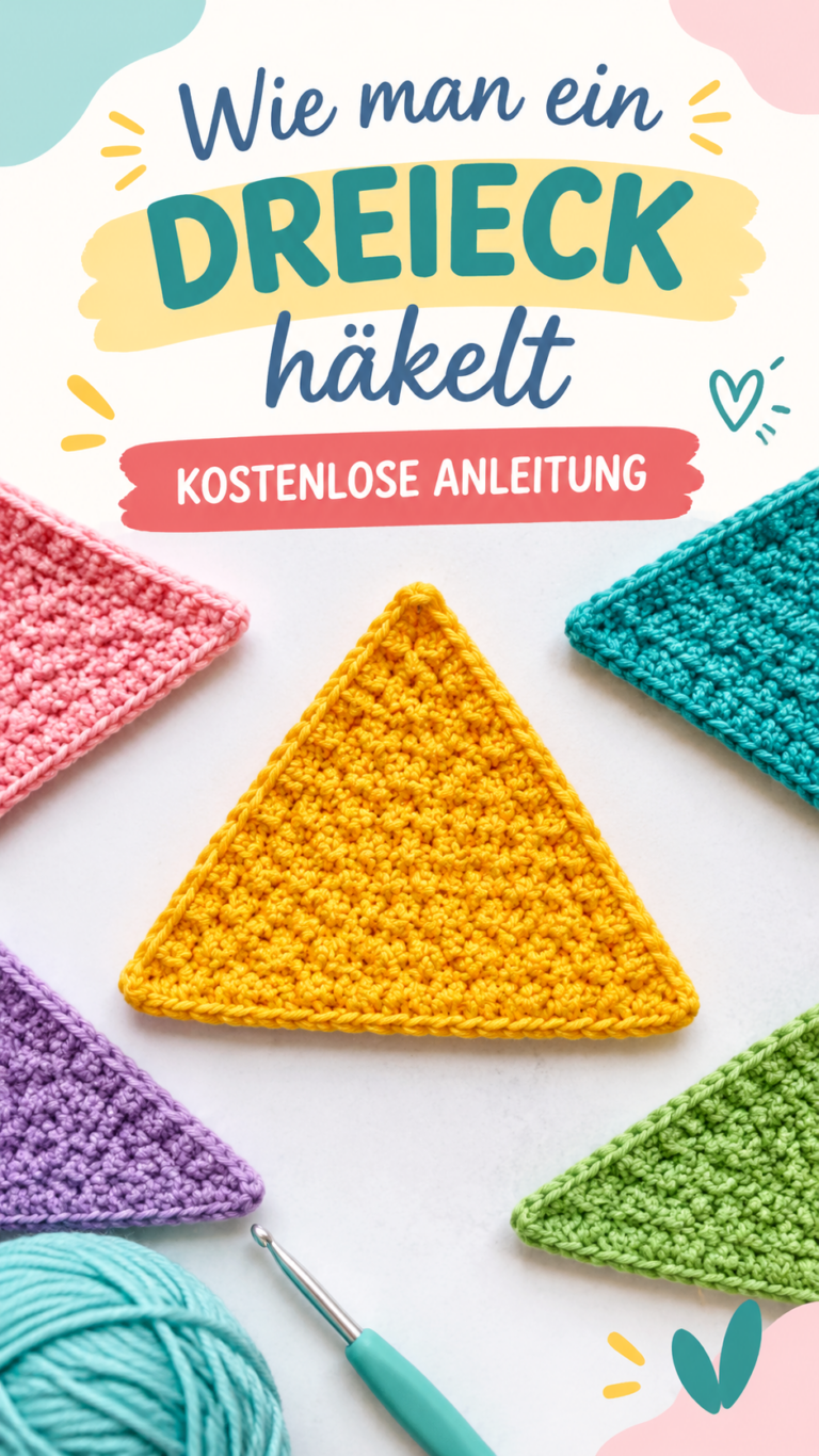 Dreieck häkeln Einfache kostenlose Häkelanleitung für bunte Dreiecke