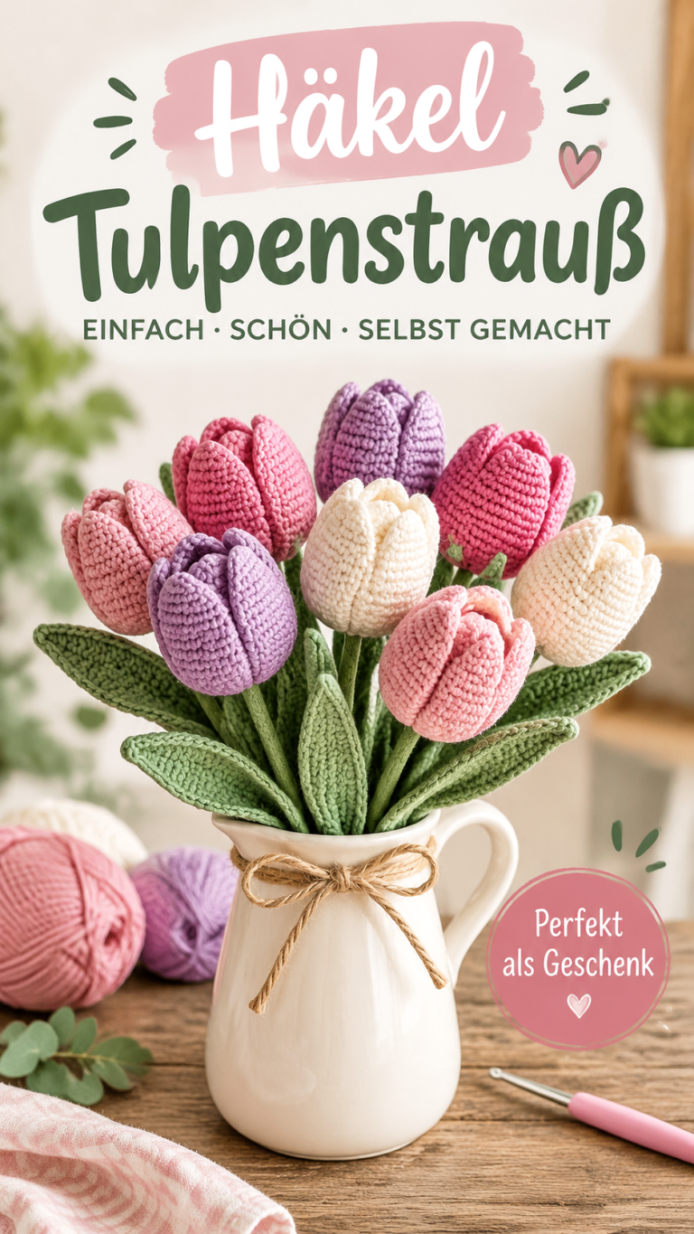Häkel-Tulpen als Blumenstrauß  einfache Anleitung für Amigurumi