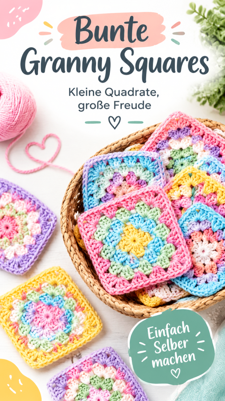 Pastellfarbene Häkelmuster  bunte Quadrate als gemütliches Hintergrundbild