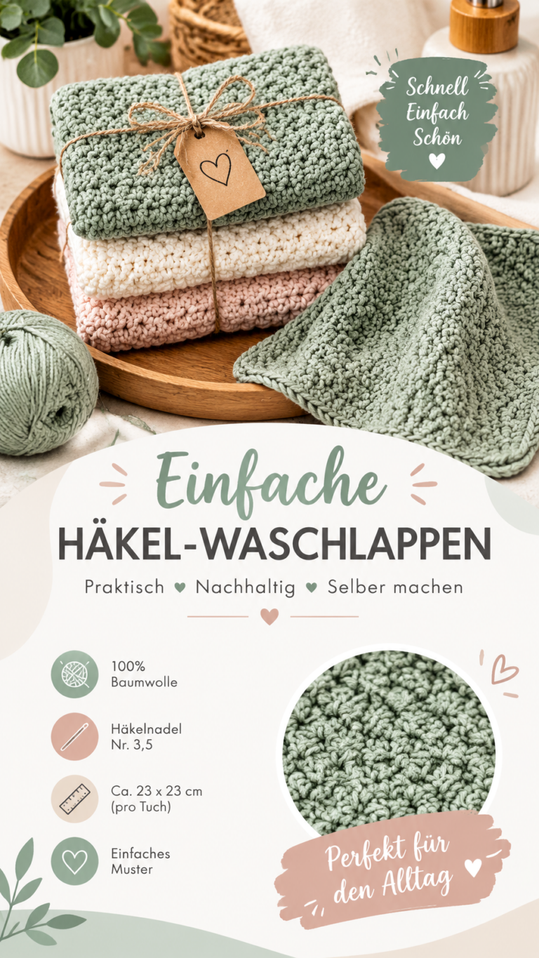 Einfacher Häkel-Waschlappen  Kostenloses Häkelmuster für Anfänger
