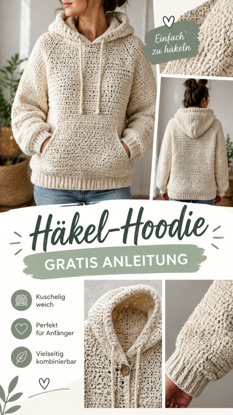 Kuscheliger Häkel-Hoodie für den Winter  Kostenlose Anleitung zum Selberhäkeln