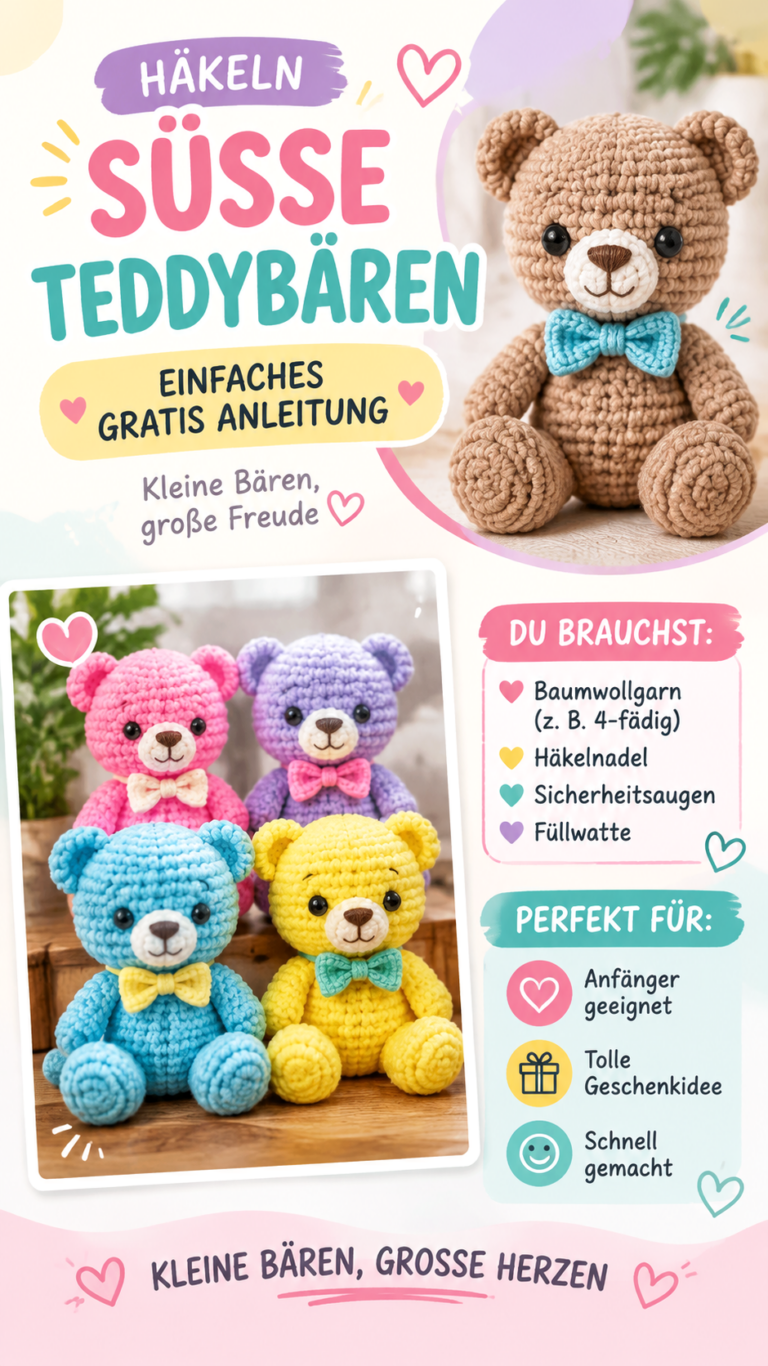 Niedliche Häkelideen Einfache bunte Gummibärchen häkeln für Anfänger