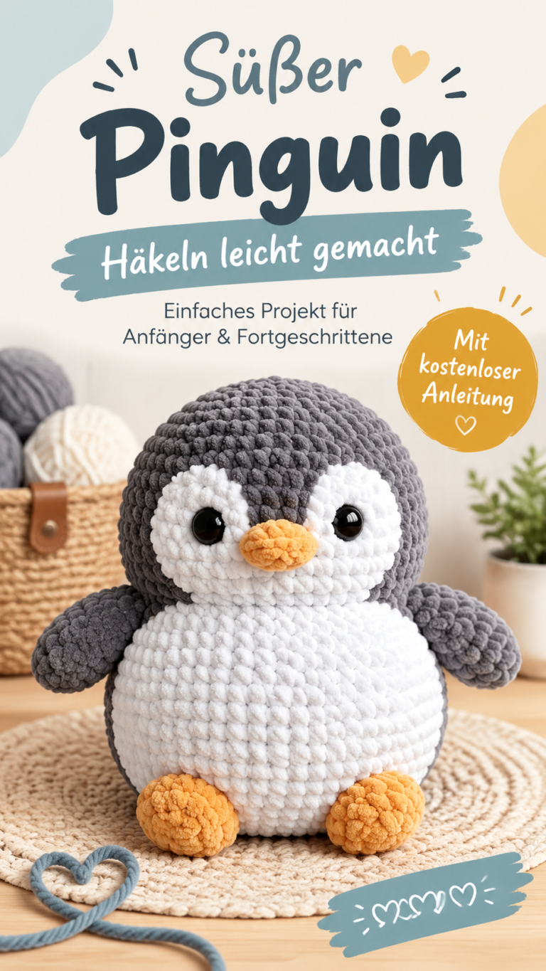 Süße gehäkelte Kuscheltiere Niedlicher Plüsch-Pinguin zum Selbermachen