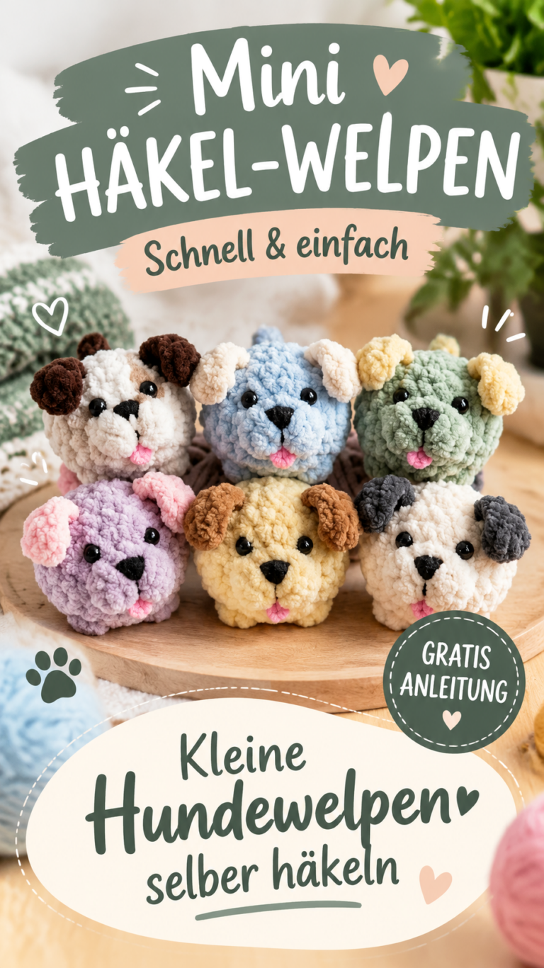 Niedliche Häkelprojekte Kostenlose Amigurumi-Hunde im Mini-Format häkeln
