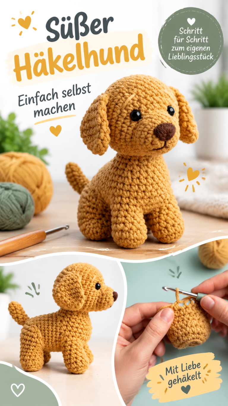 Süßer gehäkelter Hund  kostenlose Amigurumi-Häkelanleitung für Anfänger