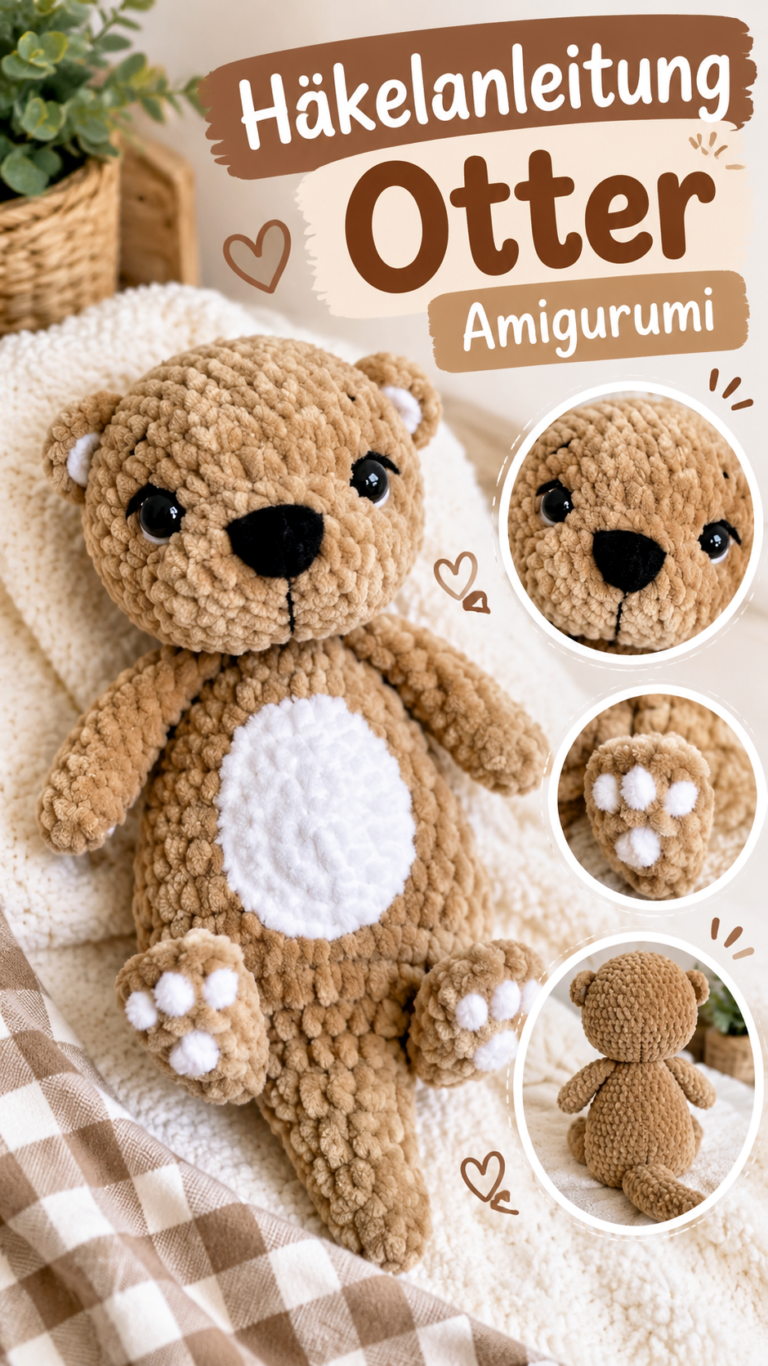 Gehäkeltes Kuscheltier Otter  Süße Amigurumi-Anleitung zum Selberhäkeln