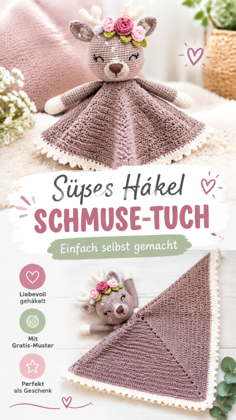 Häkel Doudou für Babys  süßes Kuscheltuch mit Reh-Motiv