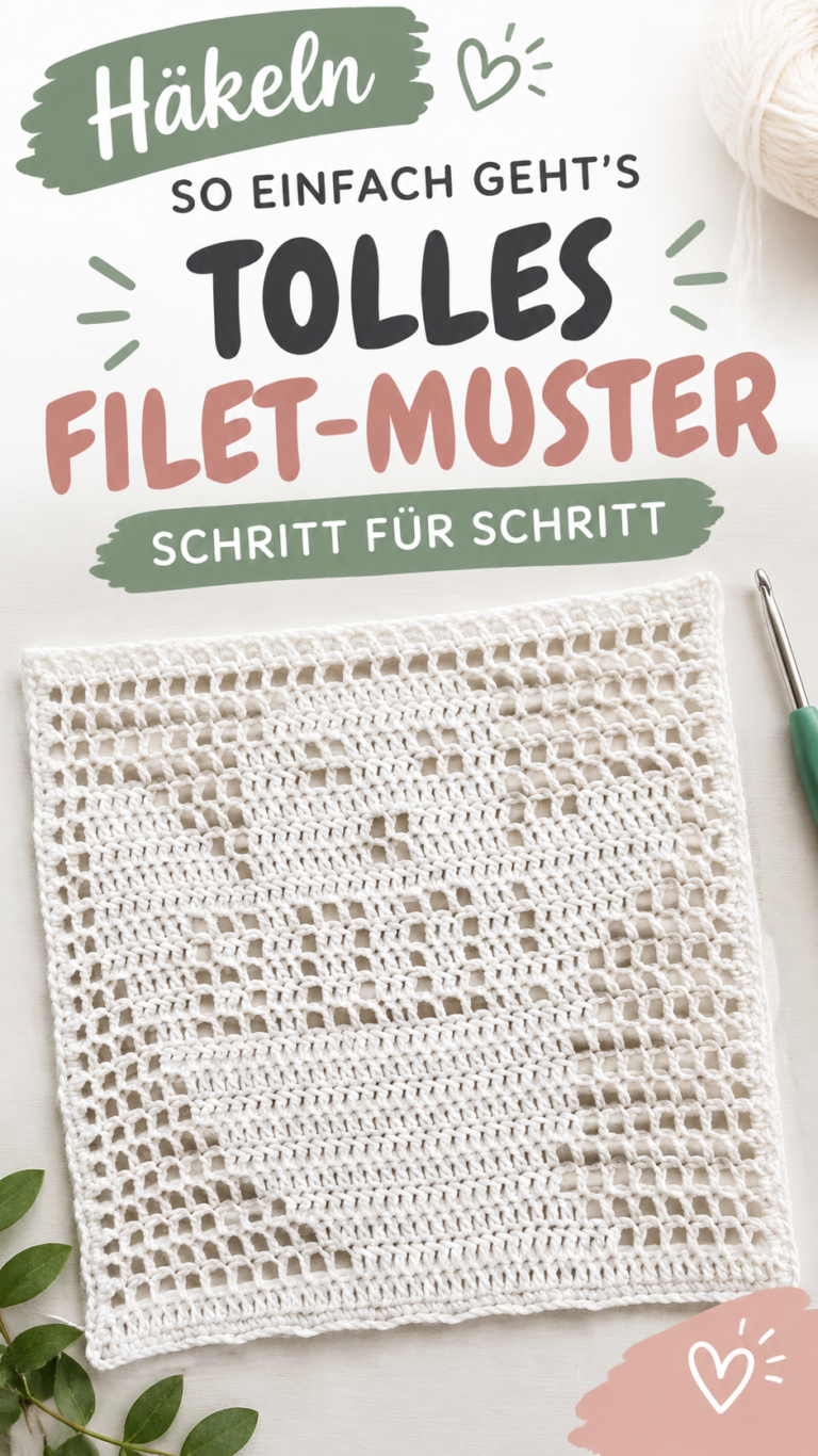 Einfache Filethäkelei Geistermotiv häkeln mit kostenloser Schritt-für-Schritt-Anleitung