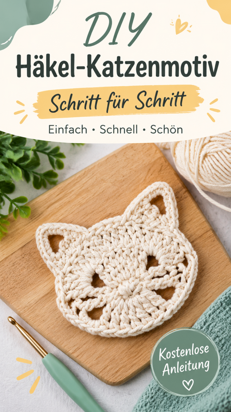 Filethäkeln Süßes Katzenmotiv als Häkelmuster für Deckchen und Dekoration