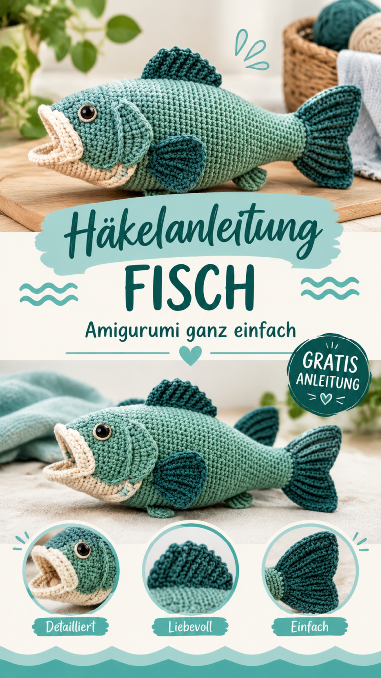 Amigurumi Fisch häkeln  Kostenlose Anleitung für einen niedlichen Bass-Fisch