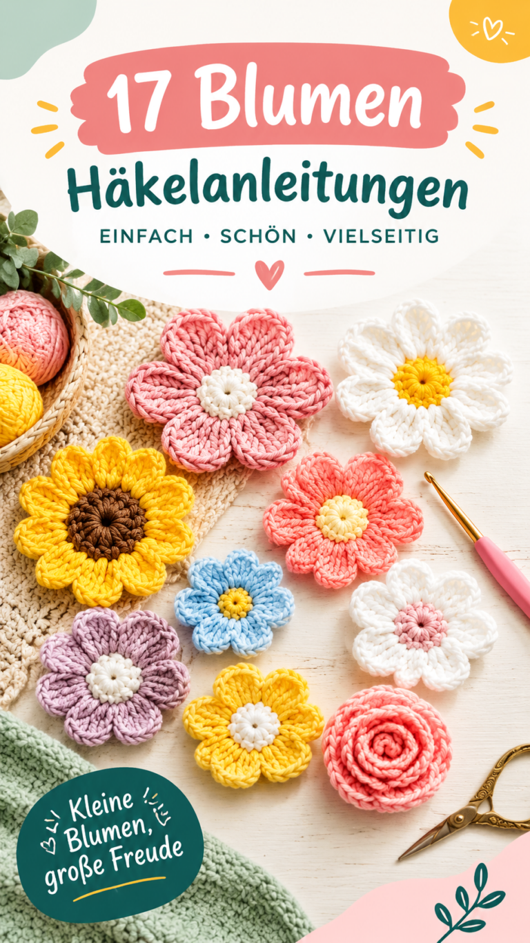 Gehäkelte Blumen Einfache Häkelblumen Anleitungen  Ideen