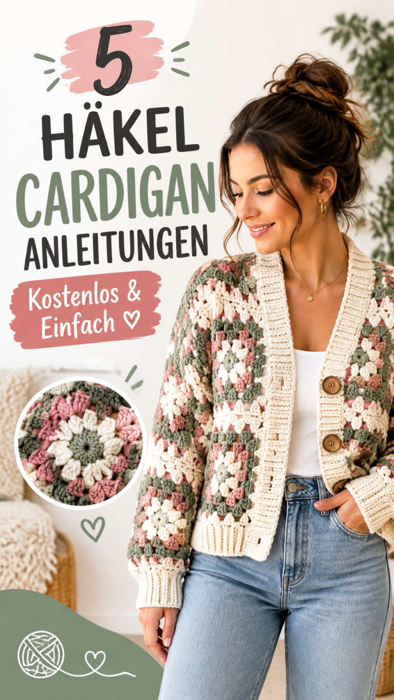 Kostenlose Häkeljacken Anleitungen  einfache Cardigan Muster zum Selbermachen