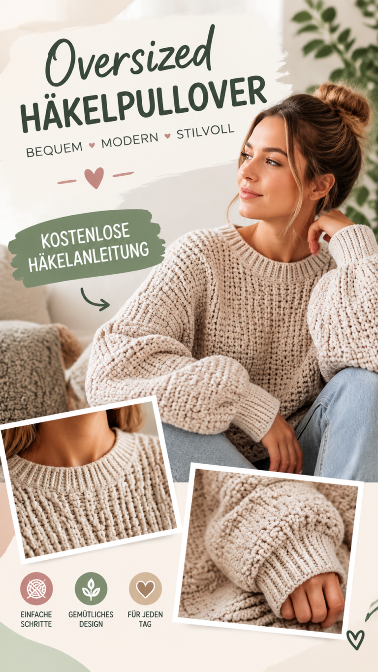 Kostenlose Häkelanleitungen Oversize-Pullover einfach selber häkeln