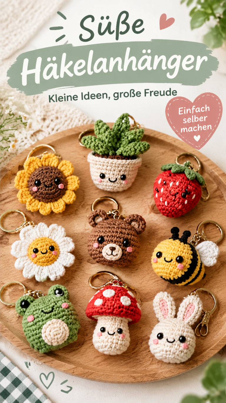 Lustige Häkelideen Niedliche Amigurumi-Schlüsselanhänger zum Selberhäkeln