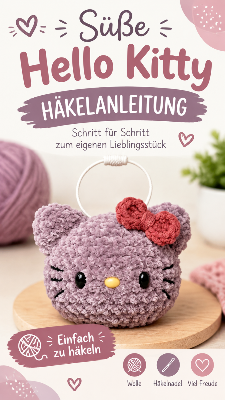 Hello Kitty häkeln Süße Häkelanleitung für Anfänger Schritt für Schritt
