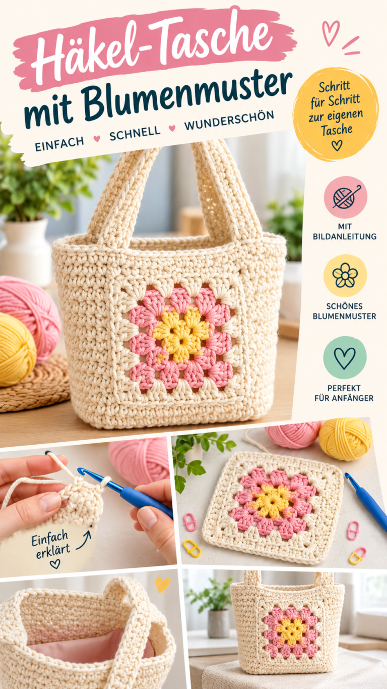 Tasche häkeln Einfache Anleitung für eine schöne DIY-Häkeltasche