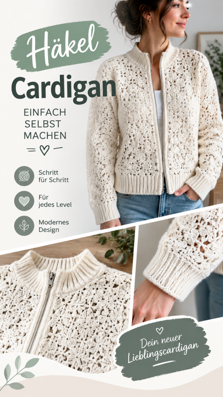 Gehäkelte Jacke Elegante Häkel-Cardigan Anleitung