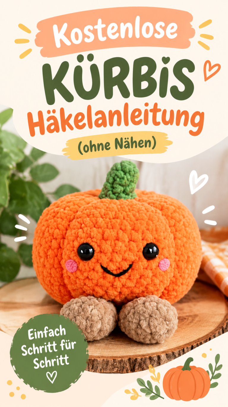 Kostenlose Kürbiskatze häkeln  Niedliches Jellycat-Amigurumi ohne Nähen