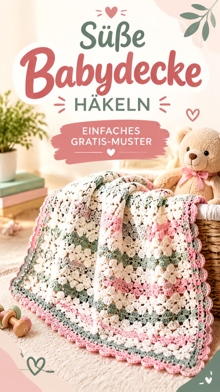 Babydecke häkeln  kostenloses Häkelmuster mit Herzmotiv
