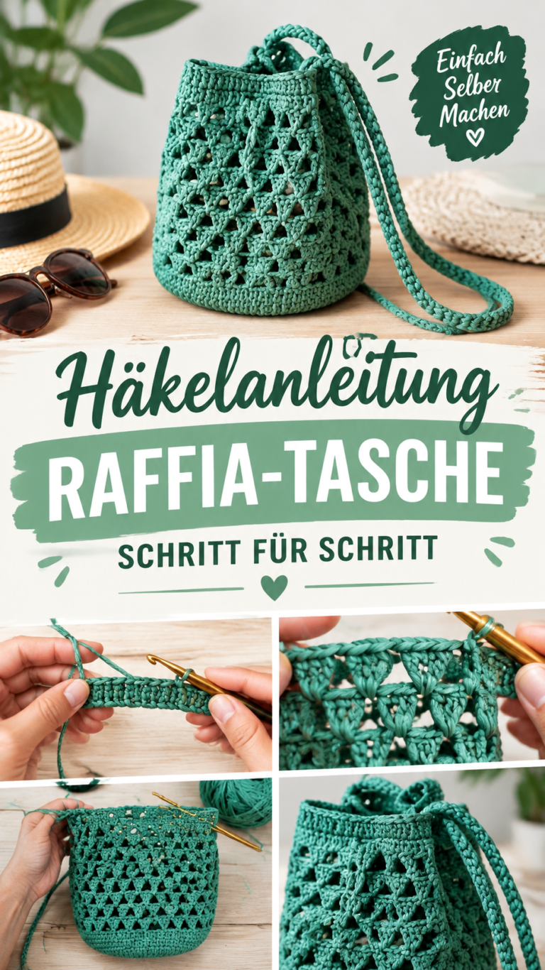 Mini-Häkeltasche aus Bastgarn  einfache Häkelanleitung für Anfänger