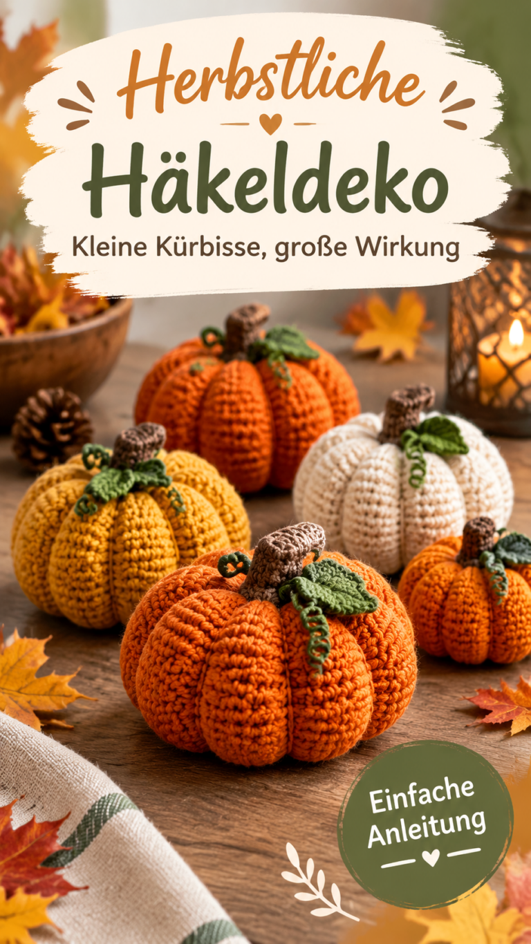 Moderne Häkelideen Deko-Tannenzapfen im Herbstdesign selber häkeln