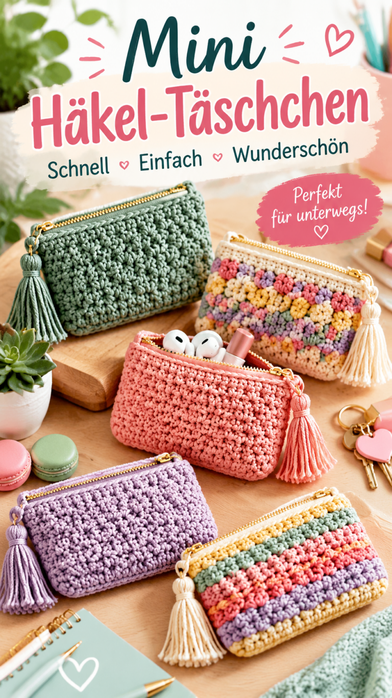 Mini Häkel-Täschchen Anleitung entdecken  süße Crochet Geldbeutel zum Selbermachen
