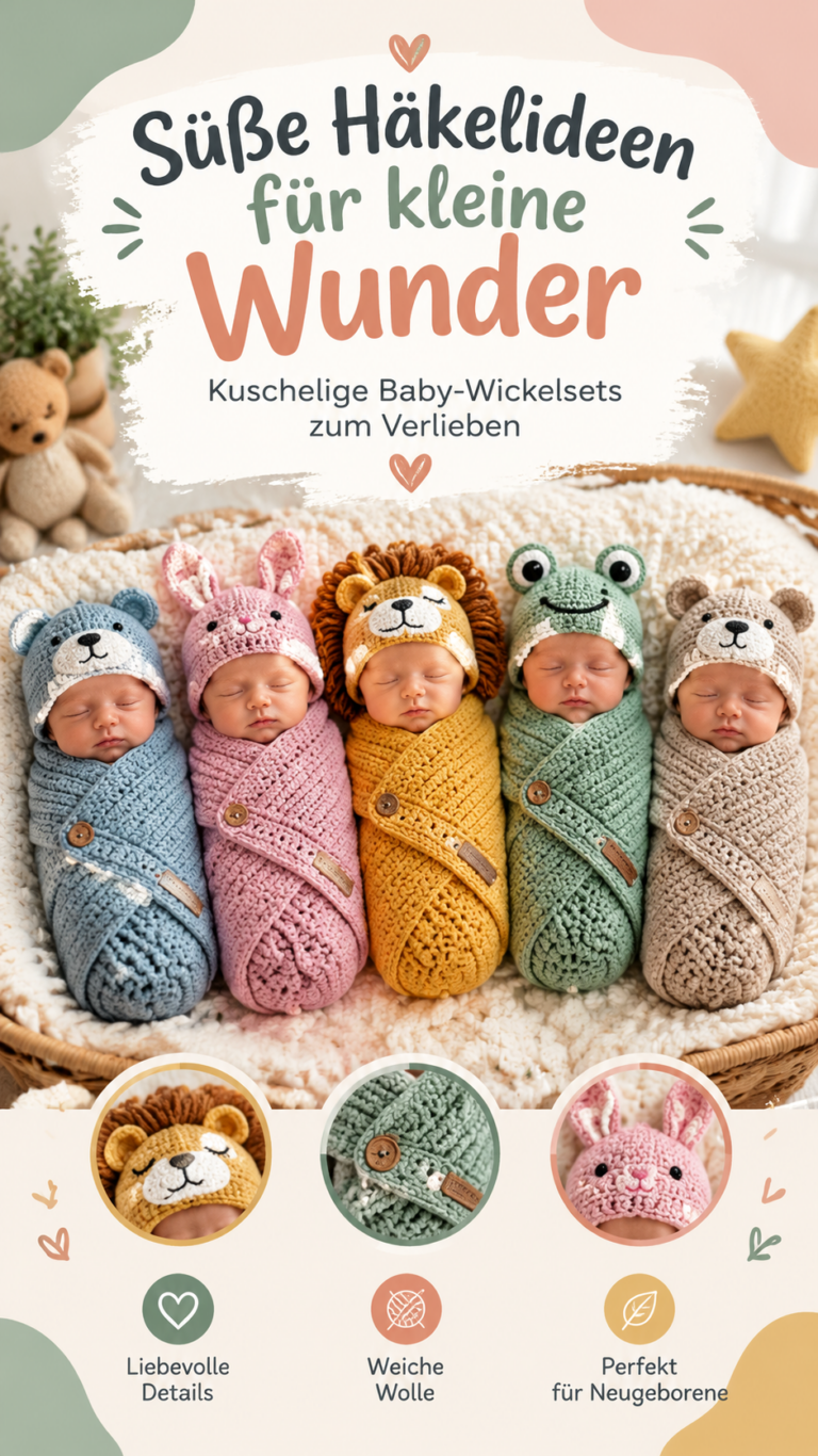 Süße Häkelanleitungen für Neugeborene  Tier-Babyschlafsäcke zum Selbermachen