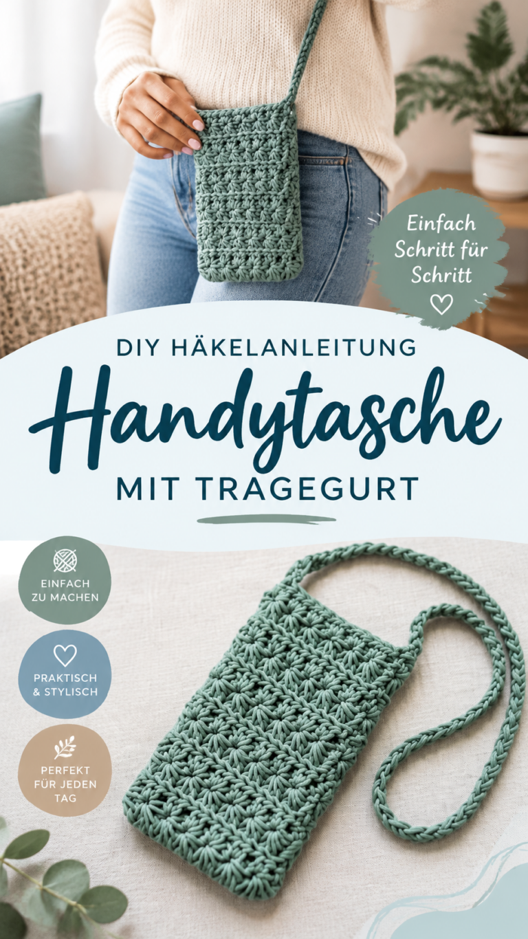 Gehäkelte Handytasche mit Träger  einfache Crochet Phone Bag Anleitung