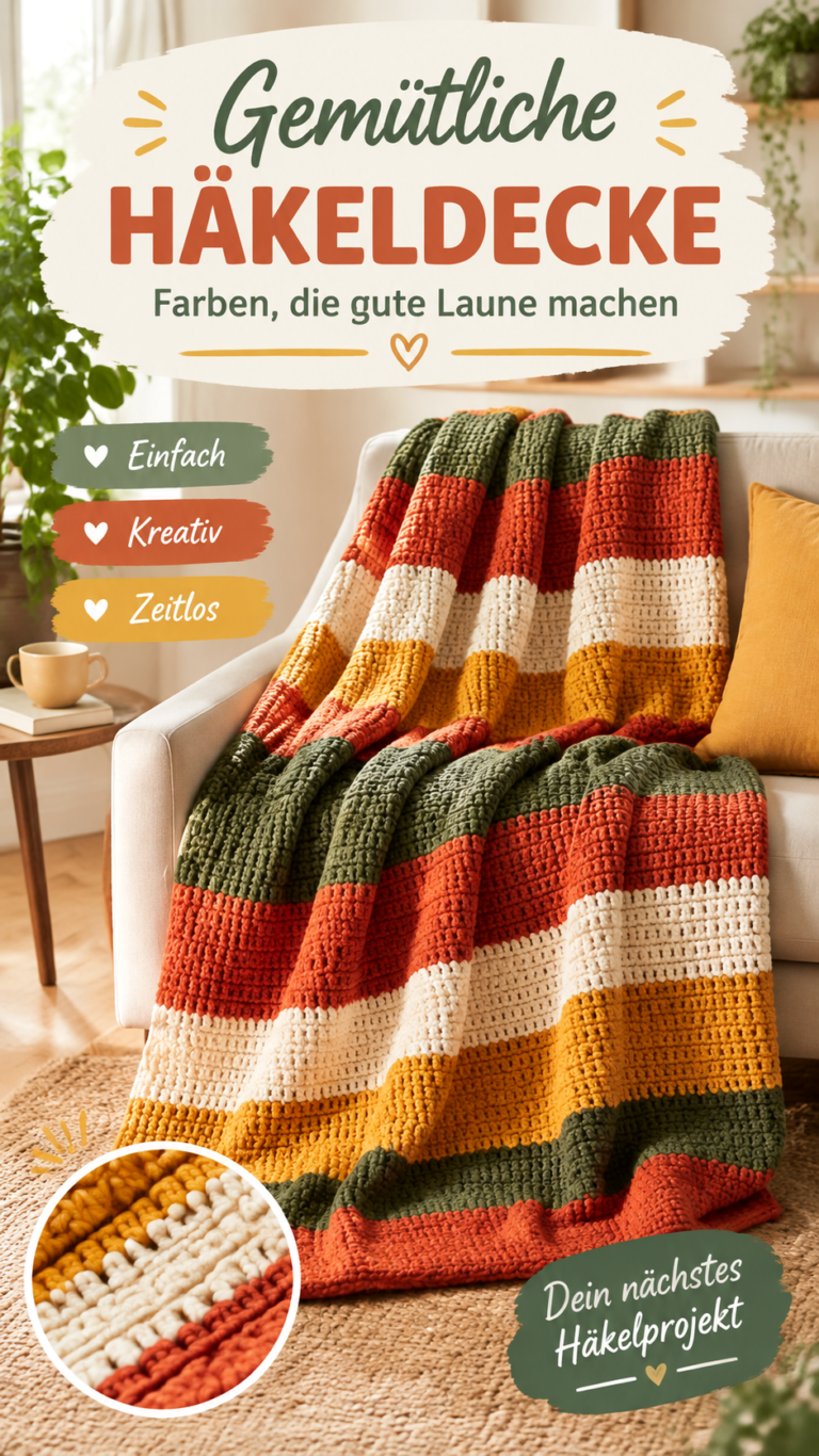 Gehäkelte Tagesdecke im Herbststil  gemütliche Decke fürs Sofa oder Bett
