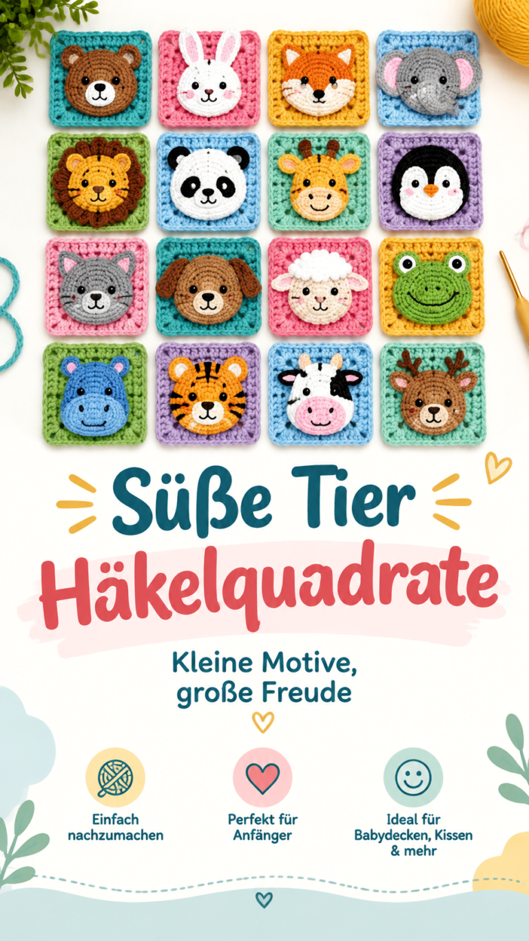 Pixel-Häkelmuster mit niedlichen Tiermotiven für kreative Decken und DIY-Projekte