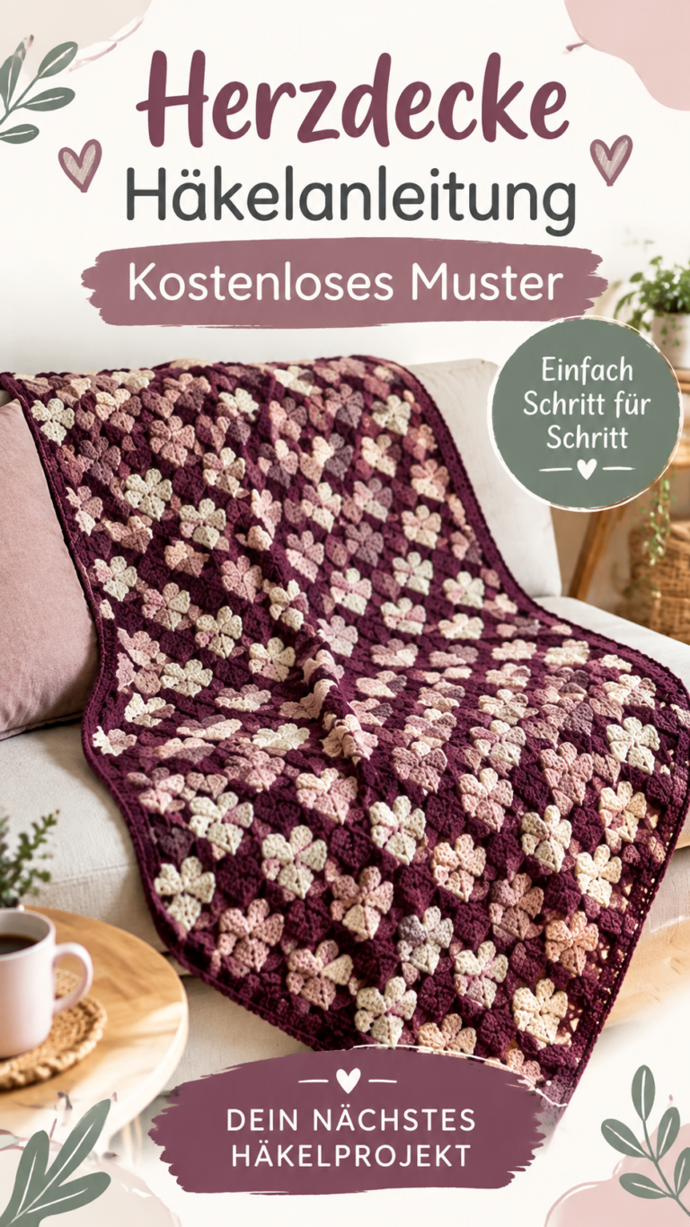 Pixel Häkelmuster Herzdecke mit kostenloser Häkelvorlage