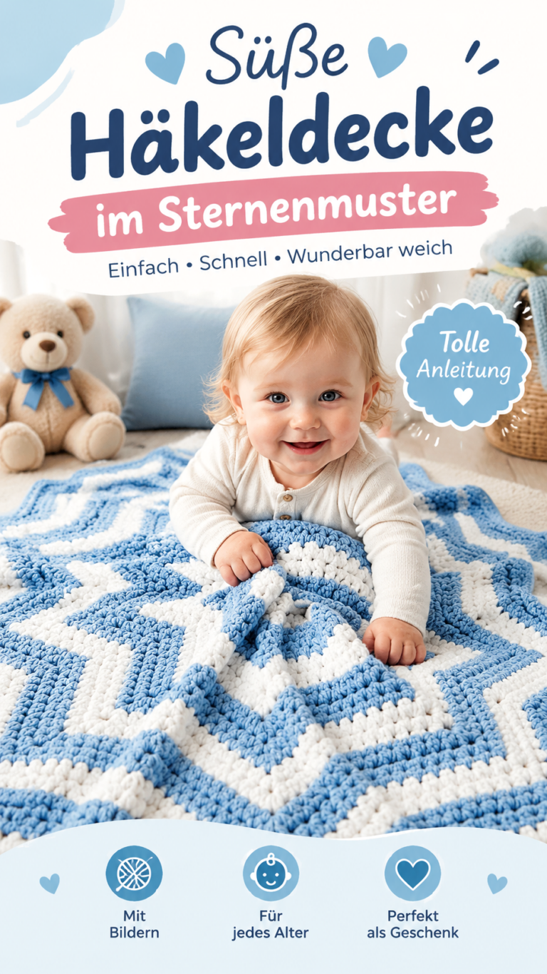 Häkelanleitung für eine Sternendecke  Kuschelige Babydecke im Sternenmuster