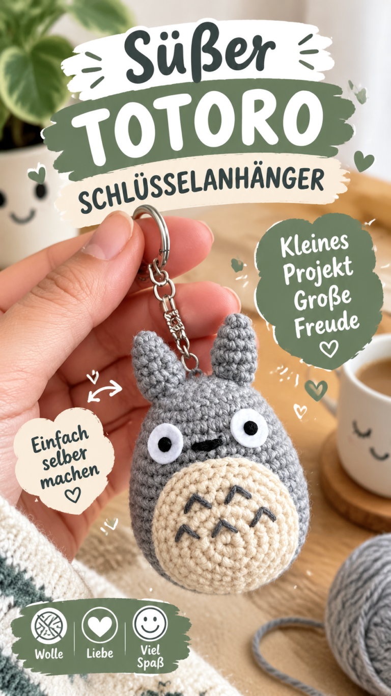 Totoro häkeln Süßer Häkel-Schlüsselanhänger als kostenlose Anleitung