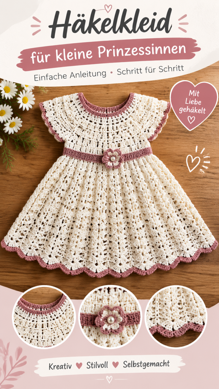 Babykleid häkeln Häkelmuster für süße Baby-Kleider aus Wolle